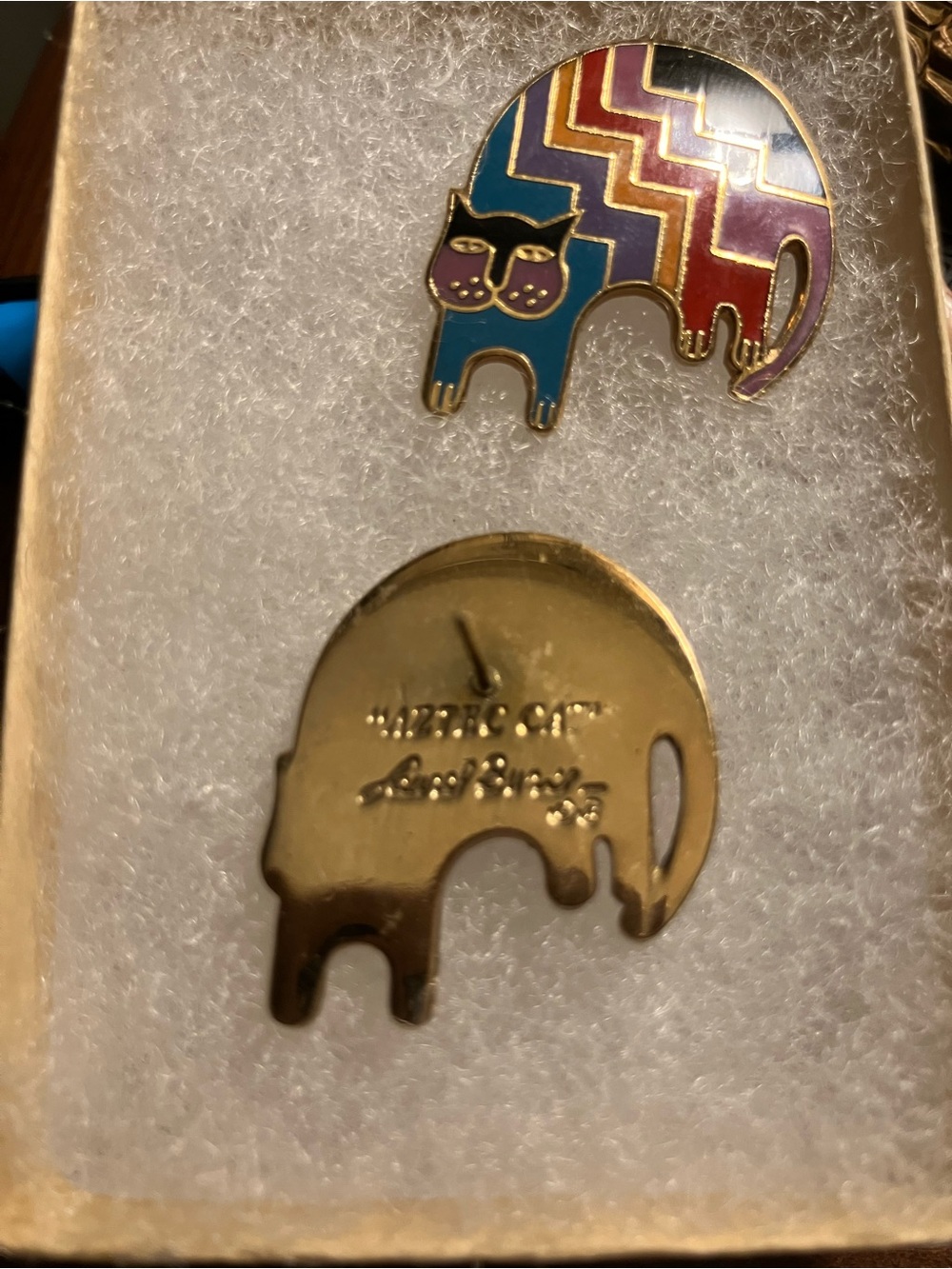 Aztec Cat Vintage Signed Laurel Burch Enameled Earrings - Picture 2 of 2
